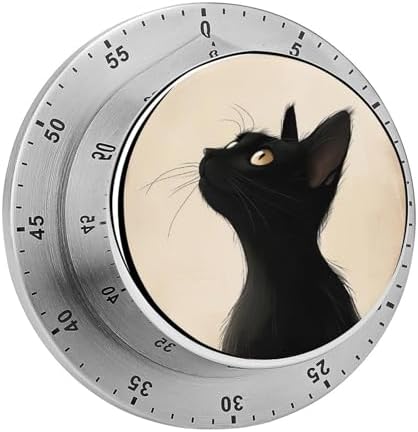Halloween Black Cat Kitchen Timers for Cooking Cute Cat Funny Animal Chef Cooking Timer Clock with Loud Alarm No Batteries Required Mechanical Desk Timer Magnetic Backing