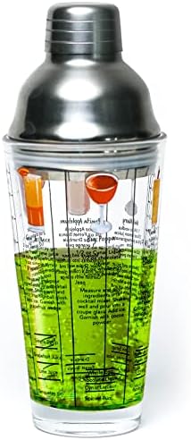 14 oz Recipe Glass Cocktail Shaker With Strainer Top - Includes 6 Cocktail Drink Recipes (Hip Hop Theme)