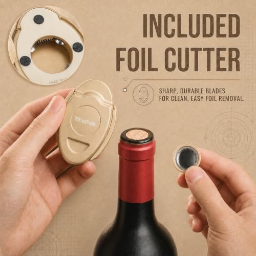 TRAVOCE Manual Lever Wine Opener with Foil Cutter, Bronze Tone
