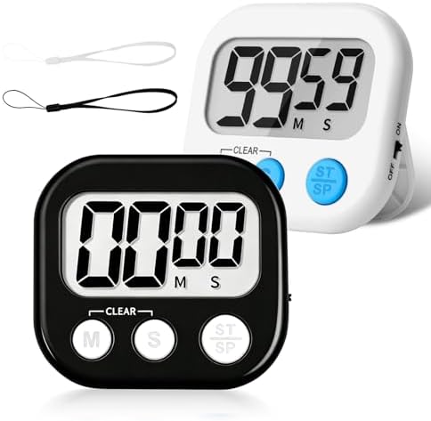 ZILLEEN Classroom Timer for Kids Teachers 2 Pack Digital Timers Black White