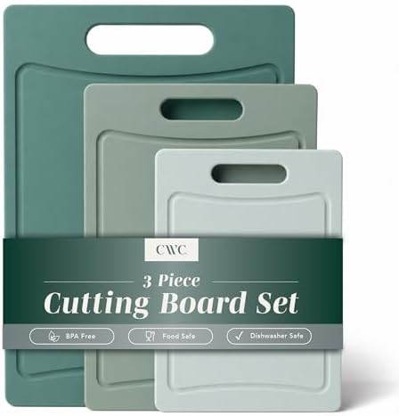 COOK WITH COLOR Non-Slip Cutting Board Set – Kitchen Essentials with Easy Grip Handle for Meat, Veggies, and Fruits, 3 Cutting Boards, Mint