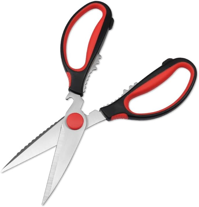 Rainspire Premium Come Apart Kitchen Scissors All Purpose Heavy Duty Kitchen Shears for Food Scissors Kitchen Utensils, Dishwasher Safe, Black Red