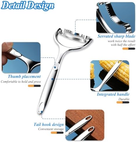 3PCS Corn Peeler off the Cob Stainless Steel Corn on the Cob Stripper Tool