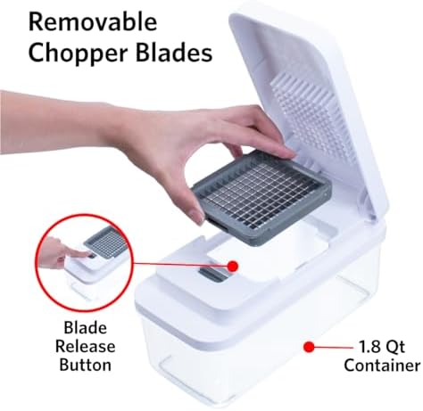 Glad 2-in-1 Vegetable Chopper - 1.8 Quart Food Chopper with 2 Interchangeable Blades (1/4" & 1/2") - Onion Dicer and Veggie Cutter for Meal Prep, Dishwasher Safe Kitchen Gadget