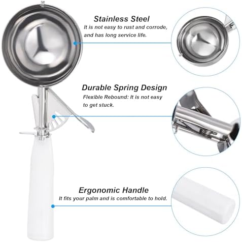 PATIKIL 5.3 Ounce Ice Cream Scoop with Trigger, White 158ML