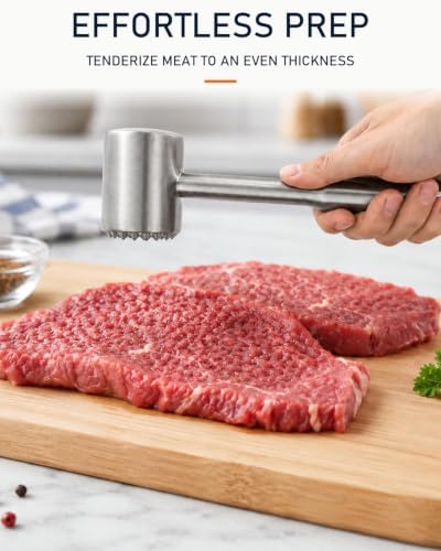 Meat Tenderizer Mallet, 304 Stainless Steel Meat Pounder Flattener