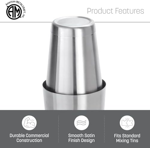 American Metalcraft BSSET Boston Shaker Set, Stainless Steel, Weighted, 18 oz. and 28 oz.