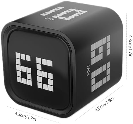 Rotating Focus Timer, 5/25/10/60-Minute Pomodoro Timer, Desk Flip Countdown with Vibration & Volume Control, ADHD-Friendly Tool for Office, Study, and Kitchen (White)
