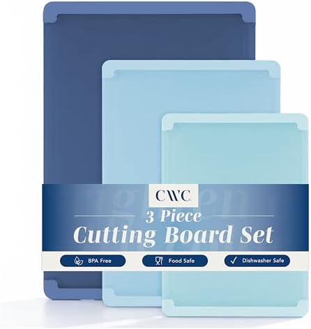 COOK WITH COLOR Extra Large Cutting Board Set, Jumbo-Sized Boards with Rubber Border for Enhanced Cooking Experience, 3-Piece, Blue