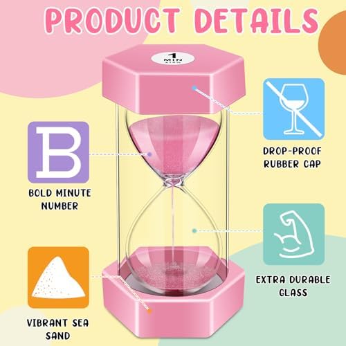 Yunsailing 9 Packs Sand Timer Hourglass 1-60 Minutes Visual, Macaron Colors