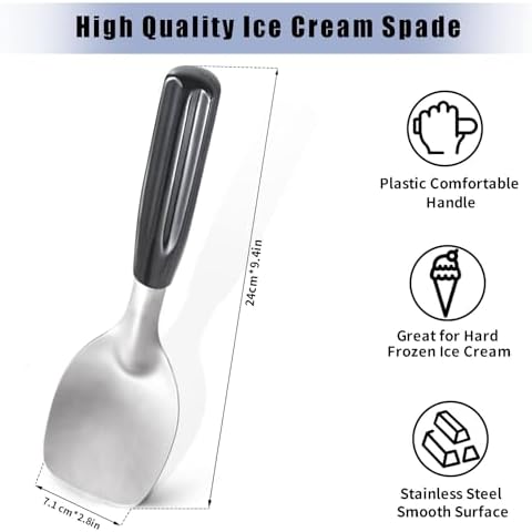 Ice Cream Spade - Stainless Steel Flat Ice Cream Paddle, Scooper for Hard or Creamy Dessert Spade Butter Cutter (1)