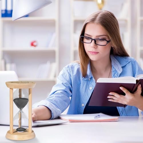 SuLiao Wooden Sand Timer 10 Minute Hourglass, Bamboo Sand Clock, Small Black Sand Watch 10 Min, Reloj De Arena Hour Glass Sandglass for Classroom Home Office Decorative Game