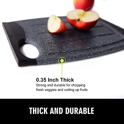 7.48" Plastic Cutting Board for Kitchen with Multiple Juice Grooves (Black)