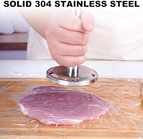Meat Tenderizer, Meat Pounder Stainless Steel Meat Hammer Kitchen Meat Mallet Cooking Mallet Food Mallet for Chicken Veal Cutlets Steak