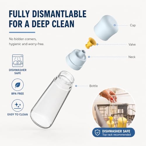 Zuutii Glass Oil Dispenser Bottles for Kitchen, No-Drip, 10.1 Fl Oz, 2 Pack