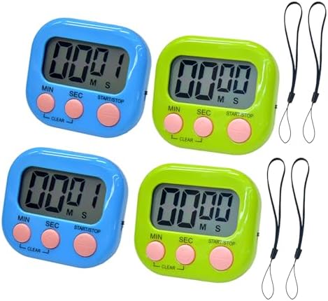 2 Pack Small Digital Kitchen Timer Magnetic Back and On/Off, Classroom Timers for Teachers Kids, Count Up Count Down Loud Alarm Stop Memory Function for Cooking Study Work Exercise (2, Blue+Green)
