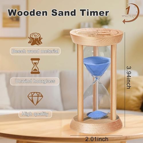 SuLiao Wooden Sand Timer 1 Minute Hourglass, Wood Blue Sand Clock, Small Watch 1 Min Timer, Hour Glass Sandglass for Home, Reloj De Arena, Office, Decorative, Game, Classroom