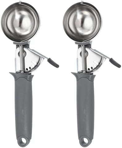 uxcell 2pcs Cookie Scoops, Ice Cream Scoop with Trigger for Baking Cookie Dough Rice Pudding Kitchen Gadget, Grey