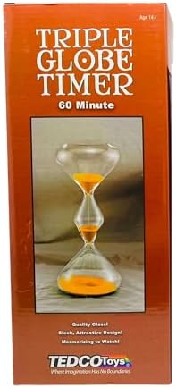60 Minute Triple Globe Hourglass Timer w/Golden Sand