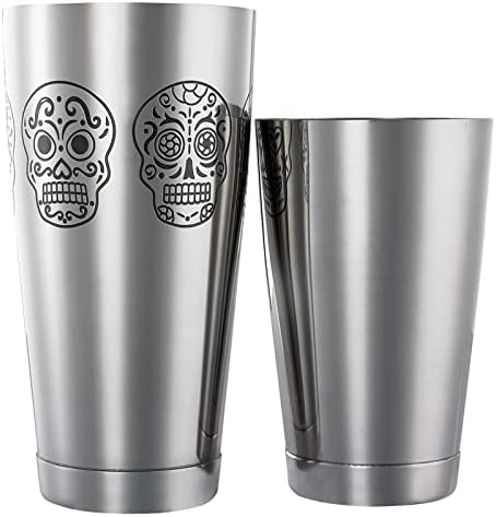 Barfly Skull Cocktail Shaker Tin Set (18 oz and 28 oz),Stainless Steel, Skull,M37009SKU