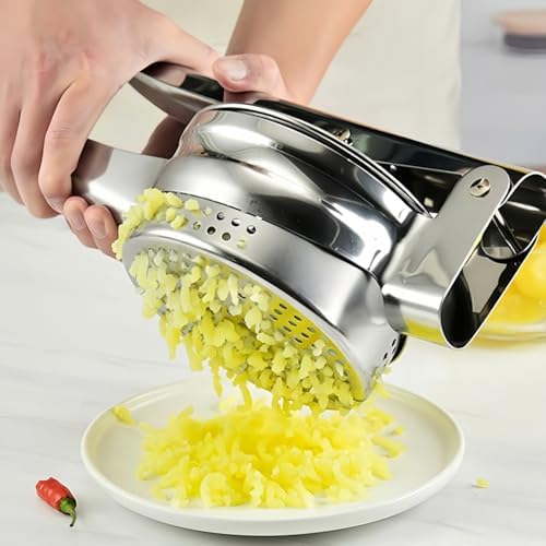 Stainless Steel Potato Ricer Masher,Multi Functional Potato Ricer Press,Manual Masher Kitchen Tool,Heavy Duty Spaetzle Maker for Pressing Gnocchi Spaghetti,Potatoes,Fruits,Vegetables (Bottom Hole)