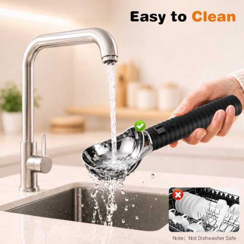 Heated Ice Cream Scoop Rechargeable, with LED Display Screen(Black)