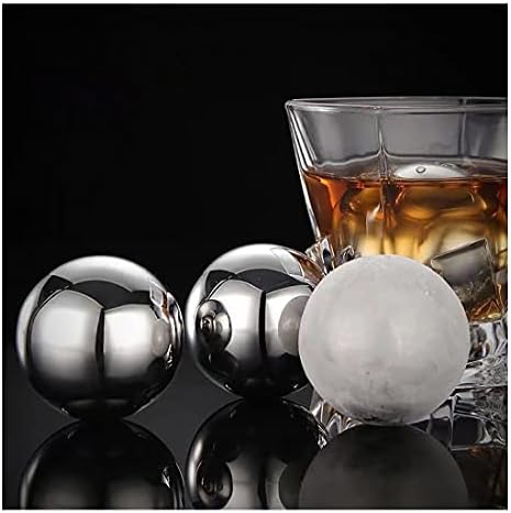 Large Whiskey Stones Stainless Steel Metal Ice Cube Reusable Balls 2.2" Gift Set for Men Chilling Drinks Set of 4