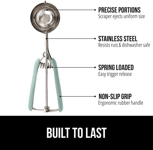 Gorilla Grip Spring Scoop and Ice Cream Scoop, Spring Scoop is Multipurpose, Ice Cream Scoop is Heavy Duty, Dishwasher Safe, Both in Mint Color, 2 Item Bundle