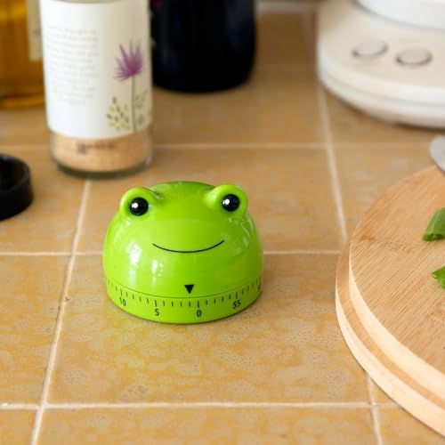 Kikkerland Frog Timer – Fun Gadget for Home & Kitchen – 60 Minute Windup Timekeeper for Cooking