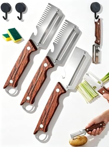 4 In 1 Multifunction Vegetable Peeler,Upgrade Hand Held Peeler Shredder With Ergonomic Grip,Vegetable Shredders Knife For Peeling Fruits And Shredding Scallions (mix*3)