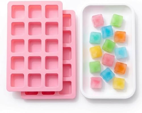 Cute Ice Cube Trays,Square Silicone Ice Trays,Ice Cube Tray (2pcs Square)