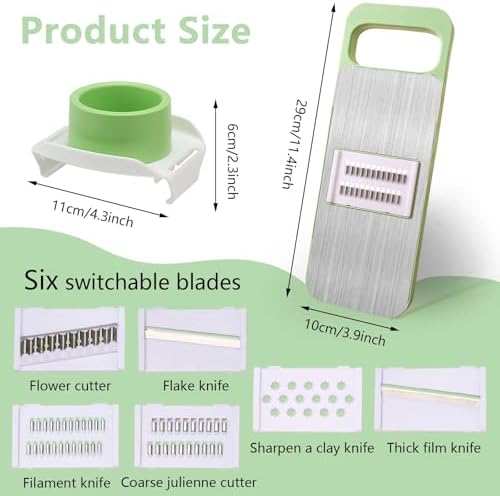 LELE LIFE 6 in 1 Mandoline Slicer for Kitchen, Multi Purpose Vegetable Slicer with Hand Guard for Cucumber Potato Slicer, Waffle Fry Cutter Julienne Slicer Veggie Slicer Grater