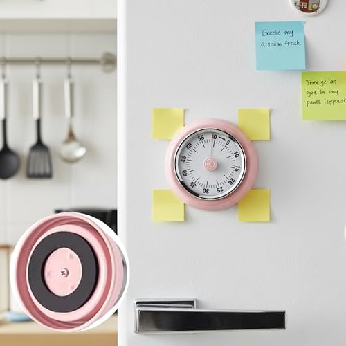 60-Minute Magnetic Visual Timer, Silent Operation and No Battery Needed, Time Management Tools for Kitchen, Homeschool Desk, Office Meetings & Home Learning Timer (Pink-X2)