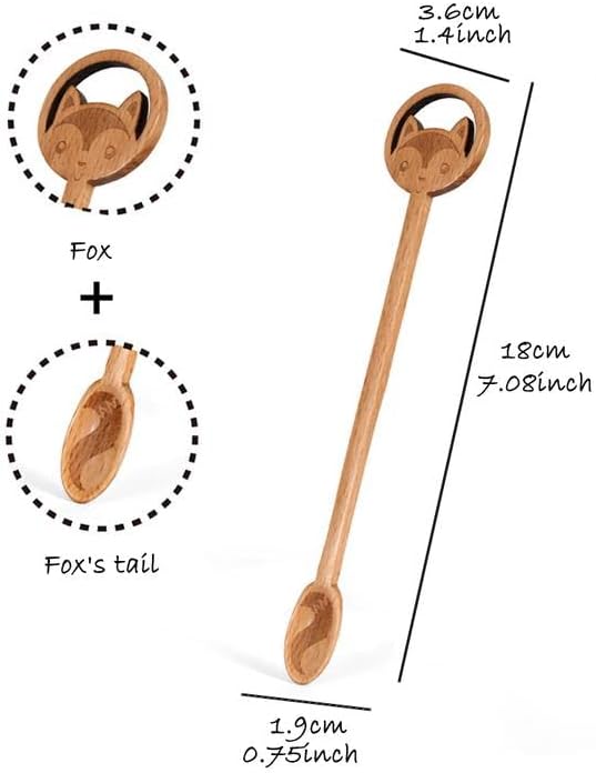 6 Pack Wooden Coffee & Tea Spoons - Fox Design
