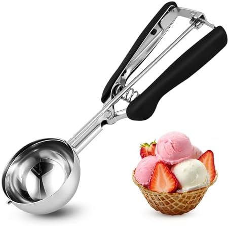 Large Ice Cream Scoop 65MM, Trigger Release Stainless Steel Cookie Scoop, Portion Scoop 2.82 oz/80ml, Commercial Food Disher, for Portion Control, Cookie Dough, Cupcake Batter (5.3 Tablespoon)