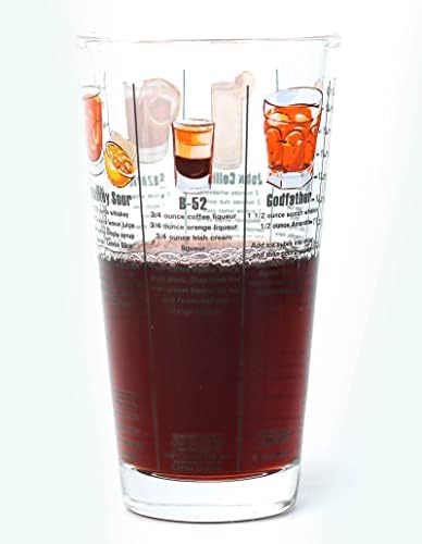 14 oz Recipe Glass Cocktail Shaker With Strainer Top - Includes 6 Cocktail Drink Recipes (Whiskey Theme)