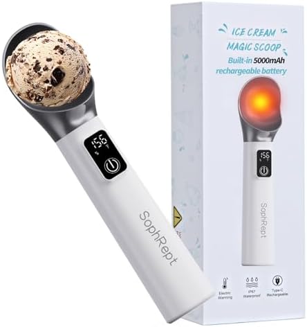Heated Ice Cream Scoop, Long-Lasting Rechargeable Battery, 2oz