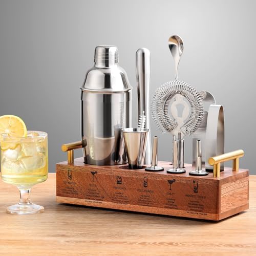 LUCKYGOOBO Cocktail Shaker Set,Bartender Kit,24oz Bar Tool Set,12-Piece
