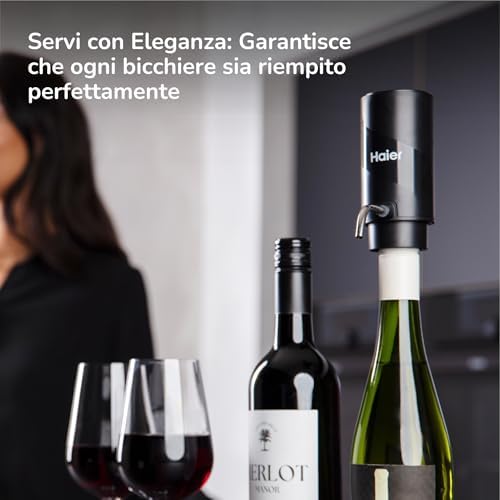 Haier Electric Wine Aerator & Dispenser, 2 in 1, Enhanced Flavor & Freshness, Serve with Speed and Perfection, Great Gift Option for Wine Lovers