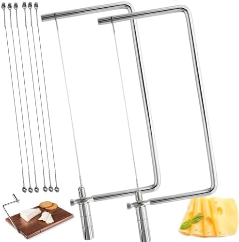 Cheese Slicer Accessories Kitchen Knife Marble Board Cheese Cutter Stainless Steel Components DIY for Making Giftable Cheese Block Cutting Boards with The Hardware Slicer Kit(2Slicer+8Wires)7.5in