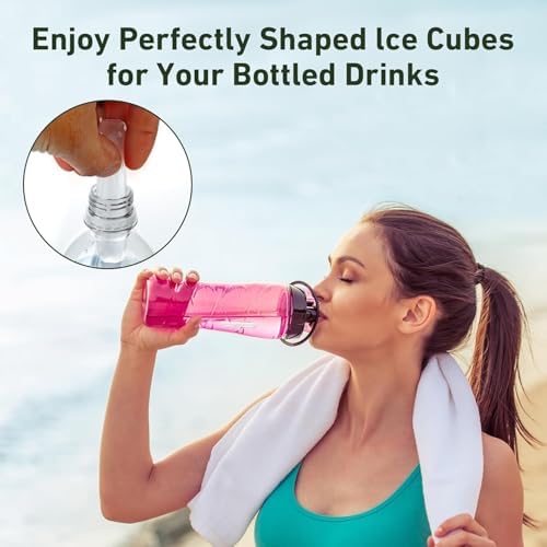 Lily's Home Water Bottle Ice Cube Tray - Silicone Ice Stick Set with Lids - 3 Skinny Reusable Trays, 30 Long Sticks for Bottles