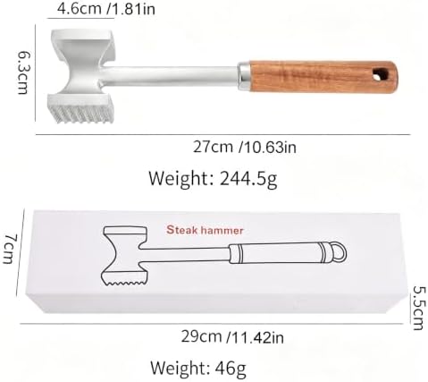 Meat Tenderizer Hammer, Dual Sided Steak Mallet, Solid Aluminum