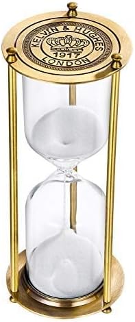 SuLiao Hourglass 60 Minute Timer, Vintage Brass Sand Clock, Unique Metal Watch, Antique Glass with White Sand for Home, Desk, Office, Gifts, Decor