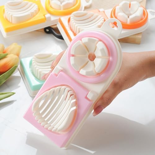 PRETYZOOM Multifunction Egg Cutter with Stainless Steel Wires 3 Slice Modes Hard Boiled Egg Slicer and Peeler Kitchen Gadget for Fruit and Vegetable Cutting 8-Inch Compact Design