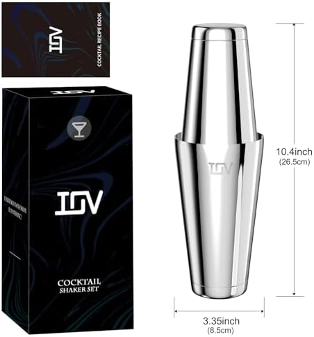 IOV Boston Cocktail Shaker Set, 18oz & 28oz Stainless Steel Weighted Shaker Tins, Metal Martini Drink Mixer for Bartending, Professional Bar Tools with Cocktail Recipe Guide
