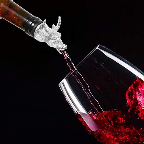 Silver Bull Head Wine Pourer Stopper for Home Bar Use