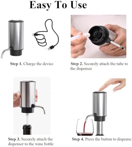 Rechargeable Electric Wine Aerator & Decanter, CorporateGiftPro Wine Pourer Spout, Automatic Wine Dispenser, Wine Accessory Gift for Wine Lovers (Stainless Steel)