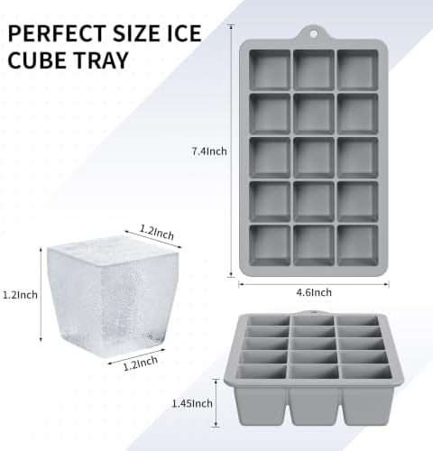 Silicone Ice Cube Tray 3 Pack, HANCELANT Ice Cube Mold, Ice Trays for Freezer with Lid for Whiskey, Cocktail, Drinks and Food, Freezer, BPA Free, Easy Release
