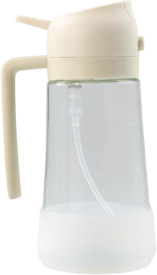 MBO 2-in-1 Olive Oil Spray Bottle for Cooking – 16oz / 470ml Glass Dispenser with Silicone-Encased Base, Mist & Pour Spout – Refillable Kitchen Gadget for Air Fryer, Salad, BBQ