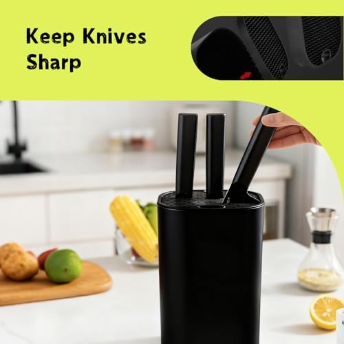 Universal Knife Block, Detachable Square Knife Storage Holder (Knives Not Included) - Black Kitchen Knife Stand